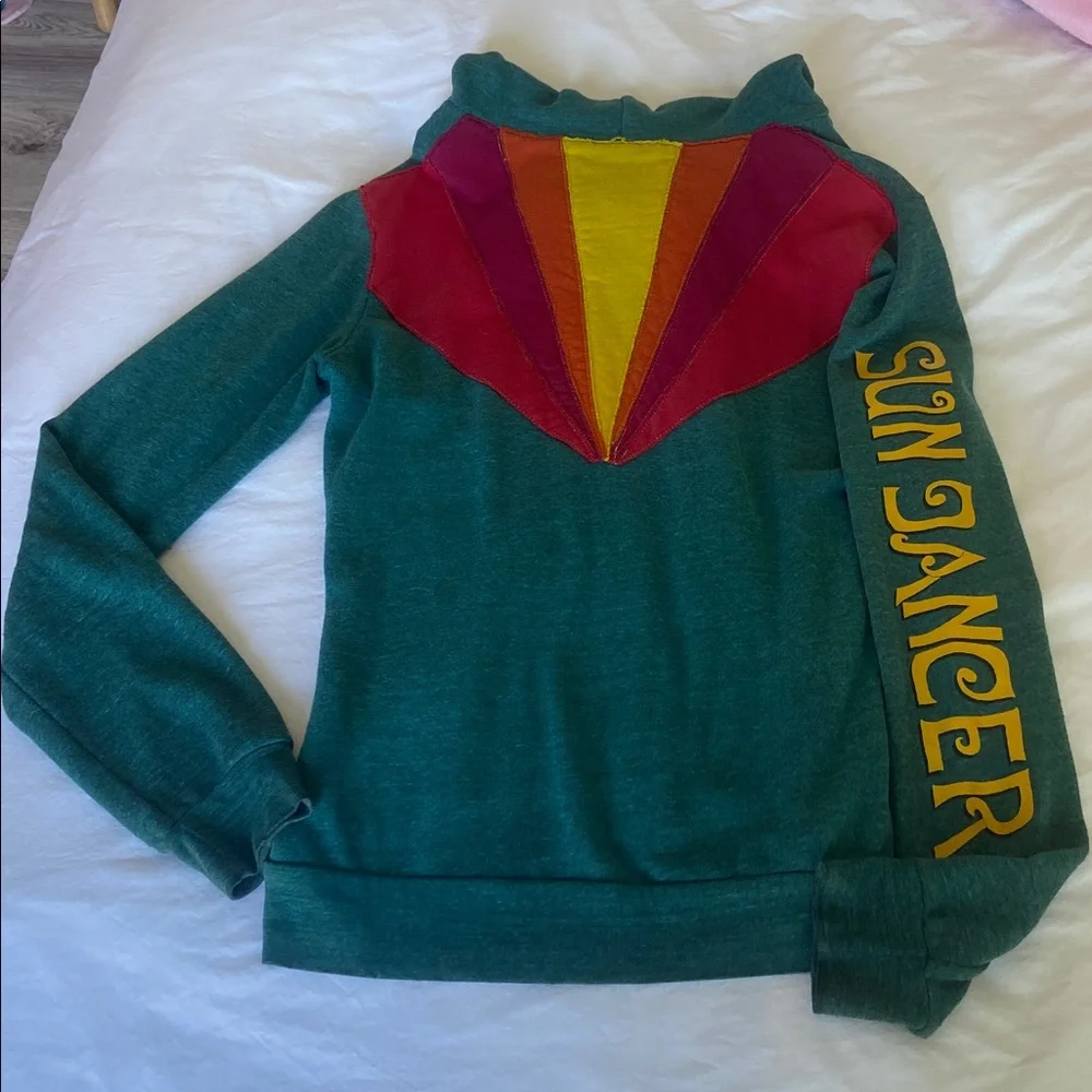 AVIATOR NATION Rare Sunburst style Sundancer Hoodie Teal Green Medium - Picture 3 of 9